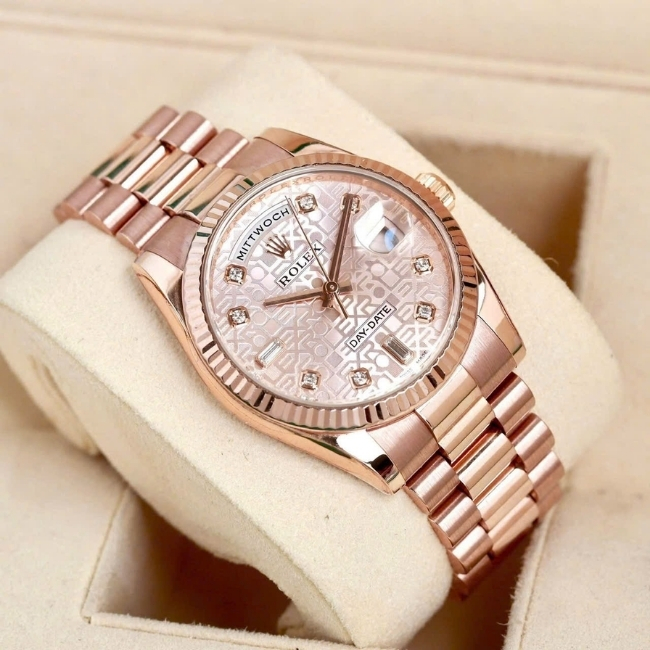 Rolex Day Date 118235 vi tính hồng - cọc số kim cương - Diamond Baguette 69 7