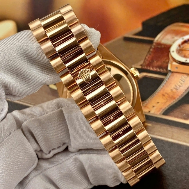 Rolex Daydate 118205 mặt silver - cọc hạt - 36mm vàng hồng 18k - vành chưa chạy chữ 3