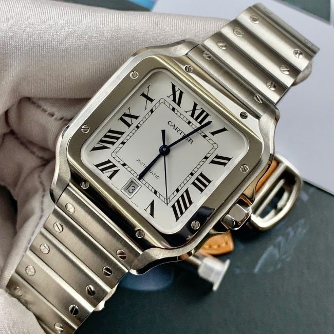 Cartier Santos Large Model WSSA0018 mặt trắng size 39x47mm Automatic 4