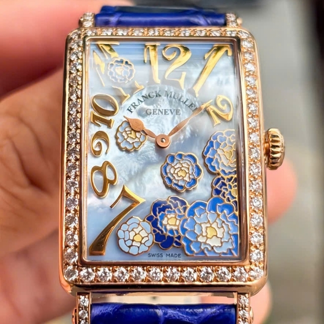 Franck Muller Long Island 18k Diamond Limited Edition 66 chiếc - mặt hoa MOP xanh 1