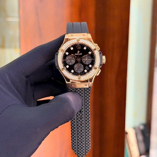 Hublot Big Bang Shiny 18k King Gold Diamonds Black 341.PX.1280.VR.1104 41mm 2