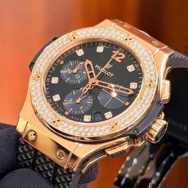 Hublot Big Bang Shiny 18k King Gold Diamonds Black 341.PX.1280.VR.1104 41mm 3