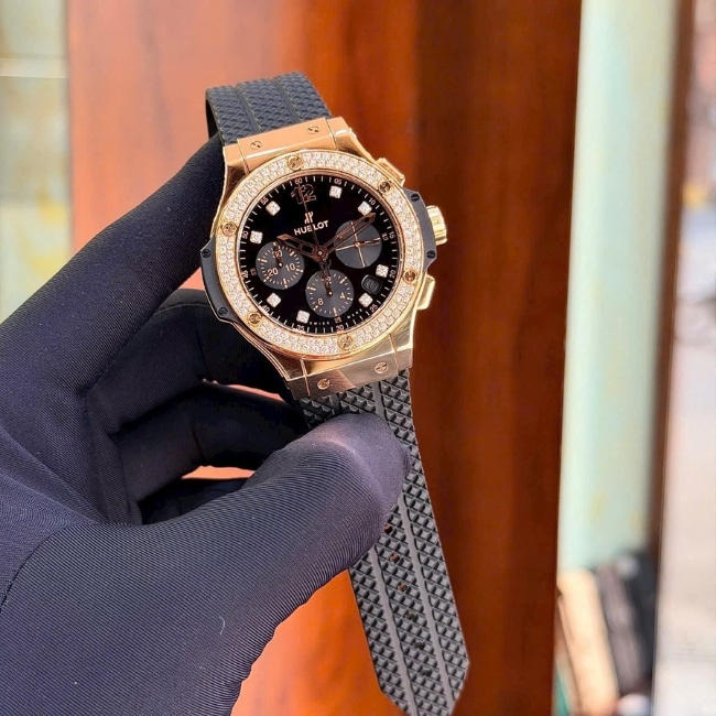 Hublot Big Bang Shiny 18k King Gold Diamonds Black 341.PX.1280.VR.1104 41mm 5