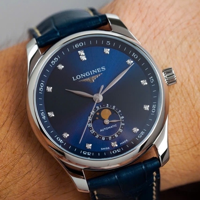 LONGINES MASTER trăng sao - cọc số kim cương L29094970 Blue 40mm 1