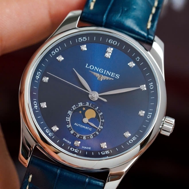 LONGINES MASTER trăng sao - cọc số kim cương L29094970 Blue 40mm 6