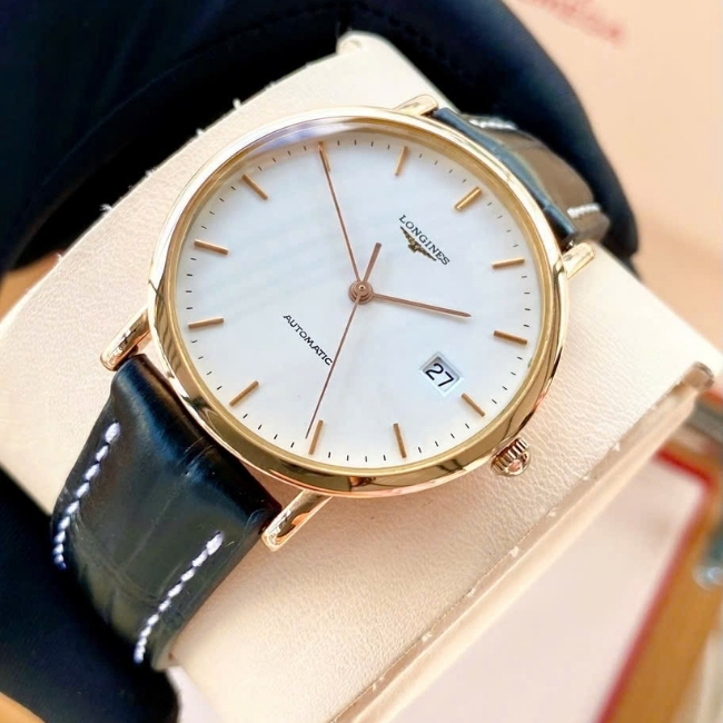Longines Elegant Vàng đúc 18k 37mm - mặt trắng - cọc số vạch - Auto L8 3