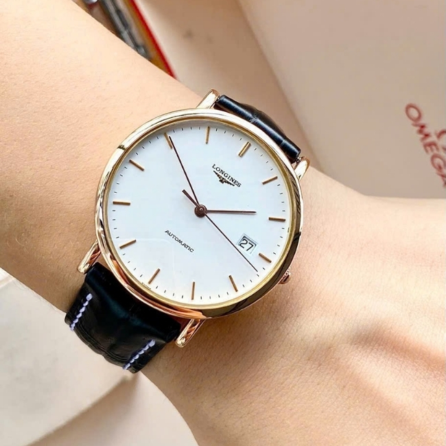 Longines Elegant Vàng đúc 18k 37mm - mặt trắng - cọc số vạch - Auto L8 4
