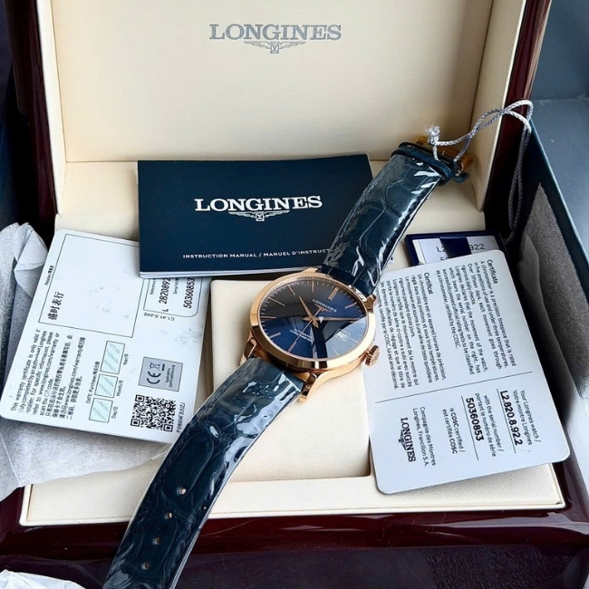 Longines Record Vàng đúc 18k 38.5mm - Xanh Blue - Auto L8 2