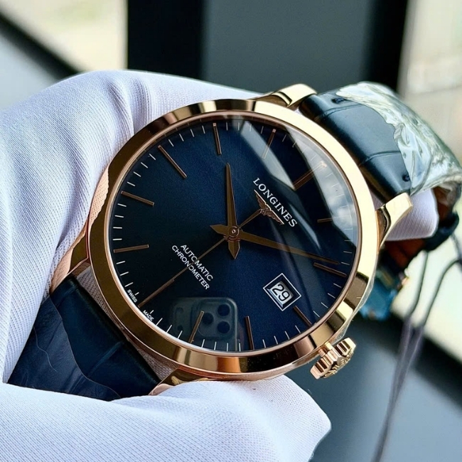 Longines Record Vàng đúc 18k 38.5mm - Xanh Blue - Auto L8 3