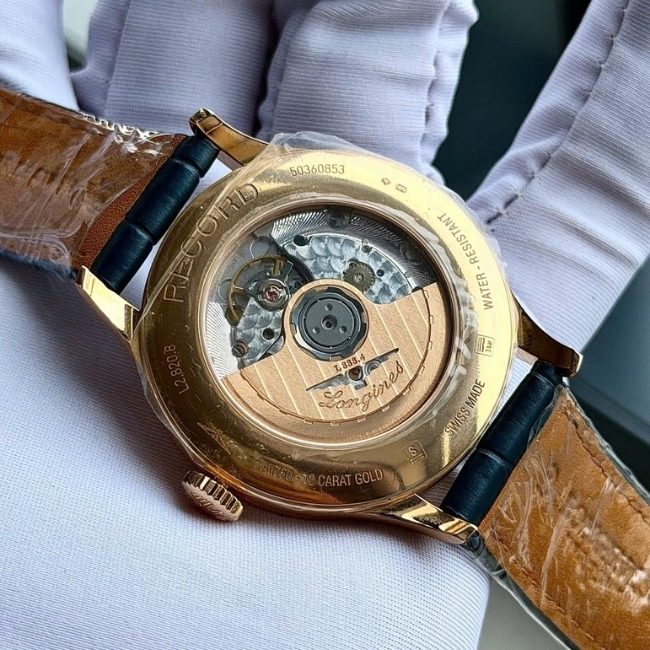 Longines Record Vàng đúc 18k 38.5mm - Xanh Blue - Auto L8 4