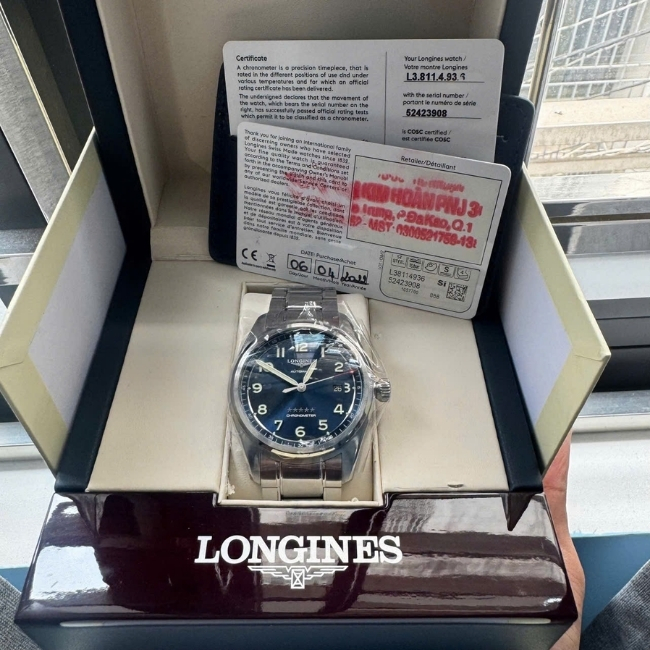 Longines Spirit L3.811.4.93.6 huy hiệu 5 sao - mặt số xanh 42mm 1