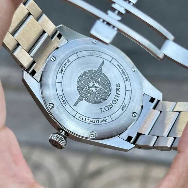 Longines Spirit L3.811.4.93.6 huy hiệu 5 sao - mặt số xanh 42mm 3