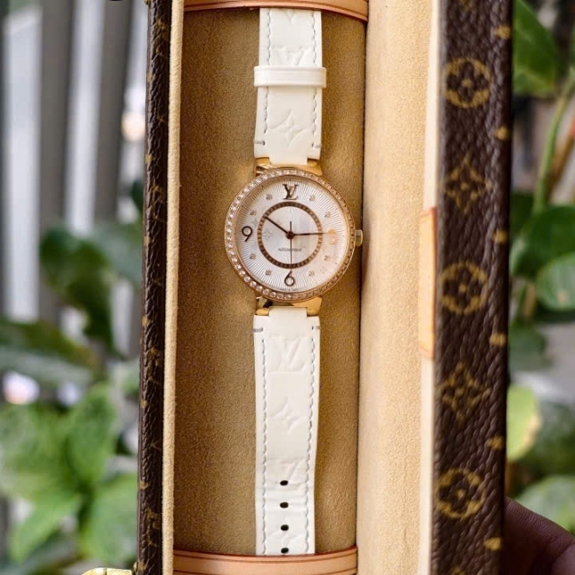 Louis Vuitton Tambour Monogram Automatic Q13310 Vàng hồng 18k - Đính Kim cương 12