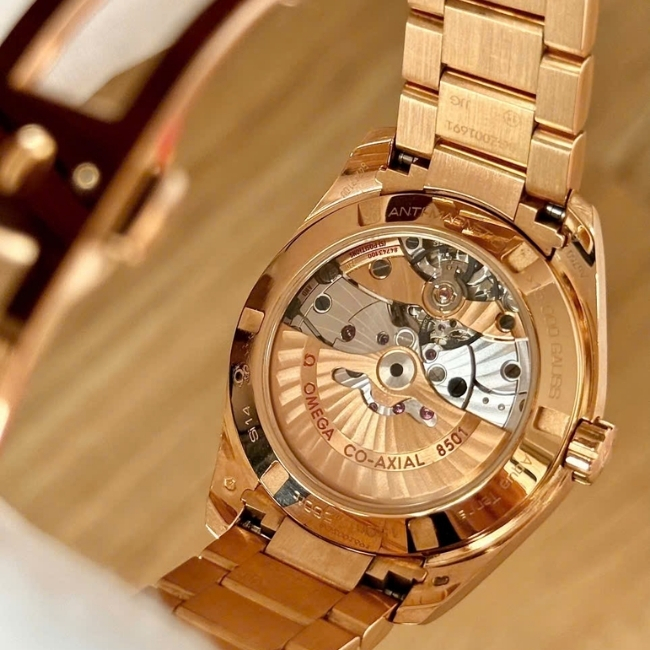 Omega AT 38.5mm MOP cọc kim - vành kim cương zin - Bản Rose Gold 18k 3