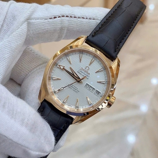 Omega Aqua Terra lịch thường niên - Vàng đúc 18k 38.5mm Automatic - mặt trắng 2