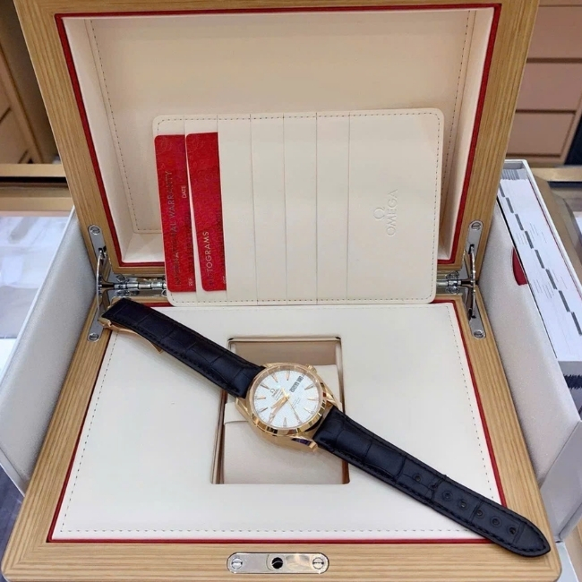 Omega Aqua Terra lịch thường niên - Vàng đúc 18k 38.5mm Automatic - mặt trắng 4