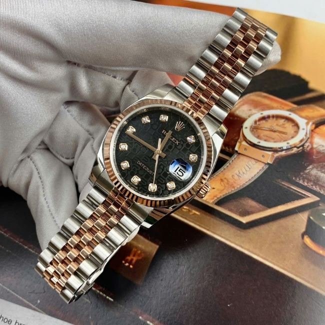 Rolex 116231 vi tính đen cọc hạt 36mm - demi vàng hồng 18k - Dây Jubilee 4