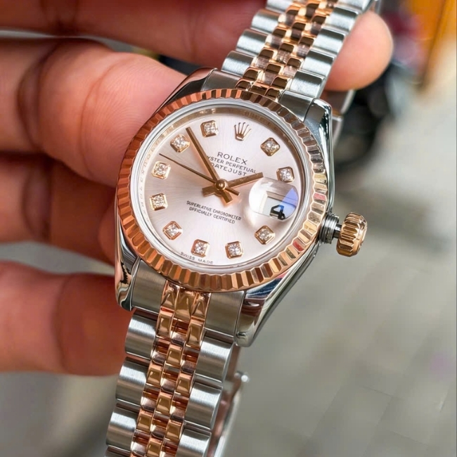Rolex DateJust 179171 Mặt sundust 26mm - cọc số Diamond - Demi vàng 18k 7