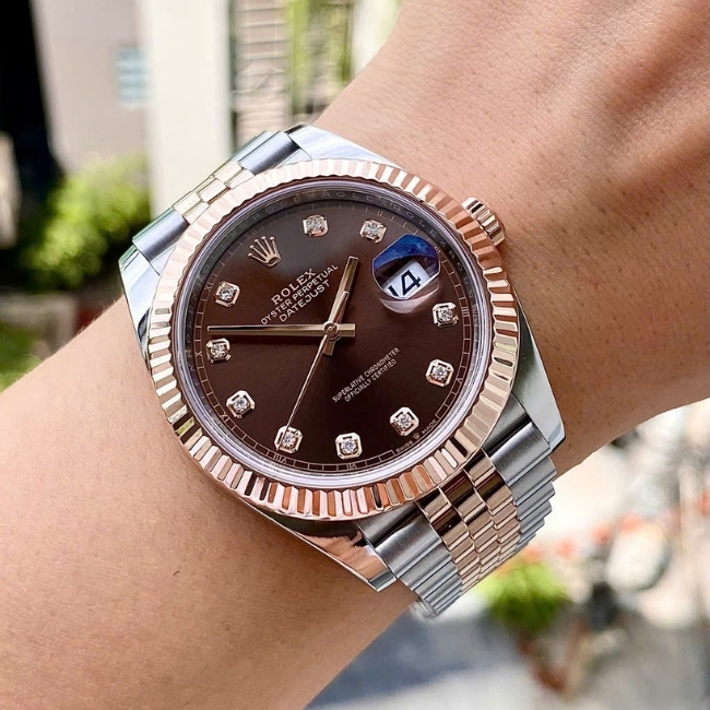 Rolex Datejust 126331 41mm Choco Jubilee Demi hồng 18k cọc Diamond 3