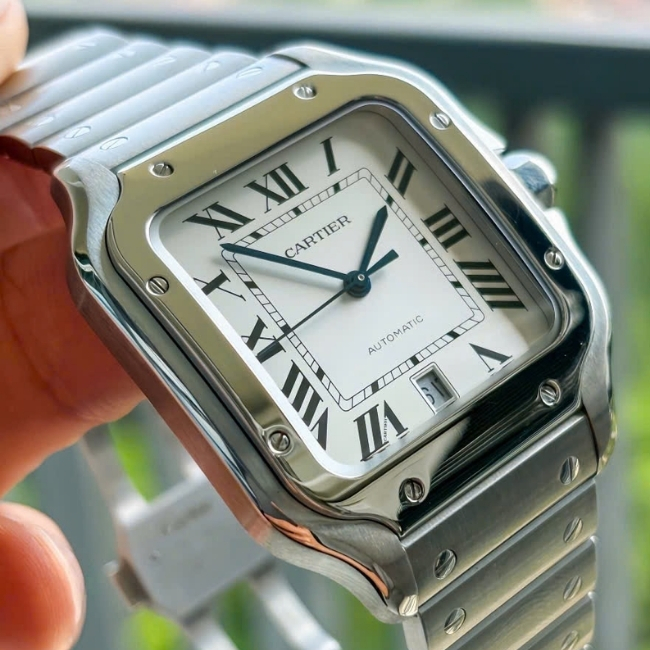Cartier Santos Large Model 39.8 x 47.5mm (size L) - mặt trắng 3