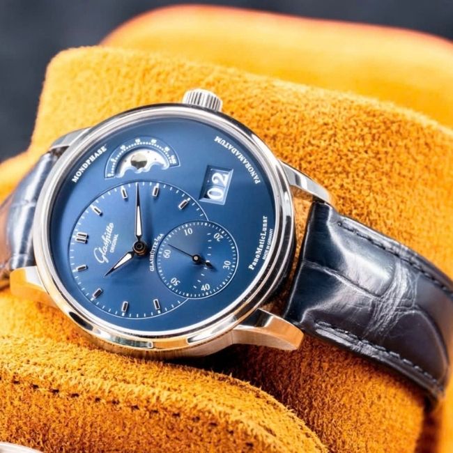 Glashütte Original PanoMaticLunar trăng sao - mặt số xanh 40mm 5
