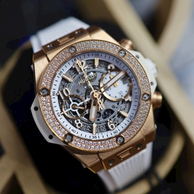 Hublot Big Bang 441.OE.2010.RW.1104 Unico 42mm 18k Diamond - Skeleton Dial trắng 1