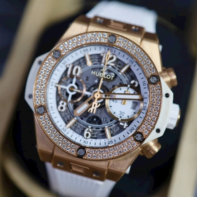 Hublot Big Bang 441.OE.2010.RW.1104 Unico 42mm 18k Diamond - Skeleton Dial trắng 4