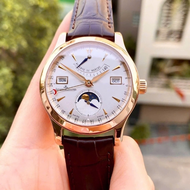 JLC Master Calendar lịch tuần trăng - Vàng đúc 18k 40.5mm - kim xăng báo cót - Dial trắng 1