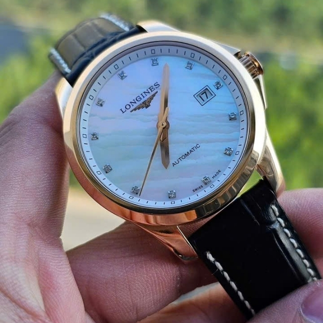 Longines Hydro Conquest 18k Rose Gold 39mm Diamond - mặt khảm trai vân mây - Auto 1