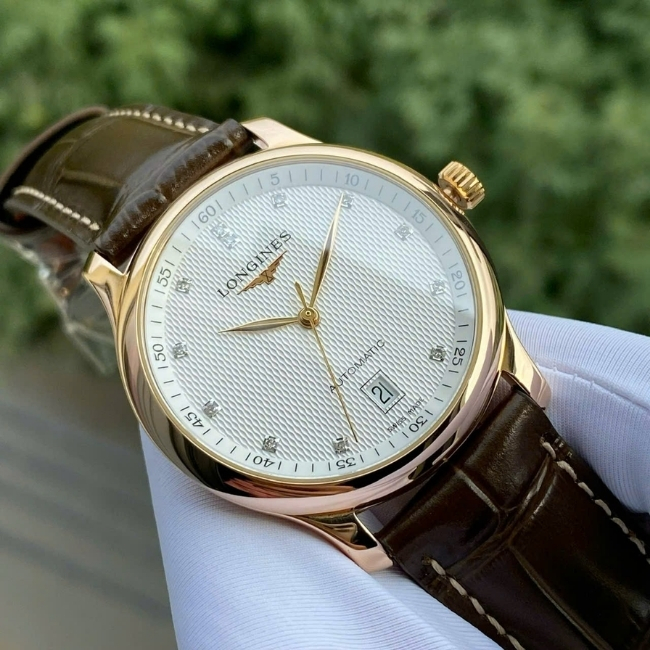 Longines Master Diamond 18k Au750 Mặt số đính 12 viên kim cương - Vàng đúc 38.5mm 1