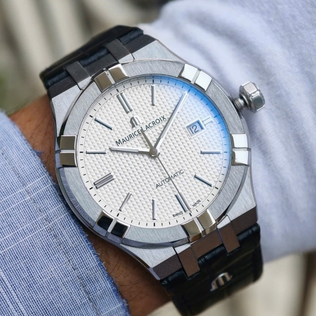 Maurice Lacroix Aikon Auto AI6008SS0011301 - mặt trắng dây da 42mm 1