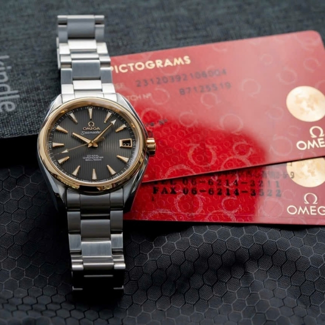 Omega Aqua Terra 150M Bezel 18k mặt số đen - dây thép 38.5mm 3