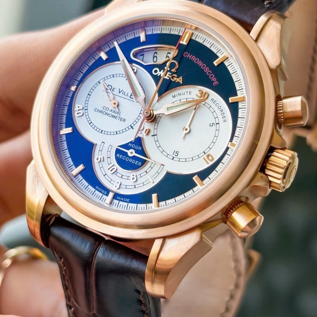 Omega Chronoscope 18k Rose Gold 41mm Caliber 3313 Column wheel - khoá gập đúc 18k 2