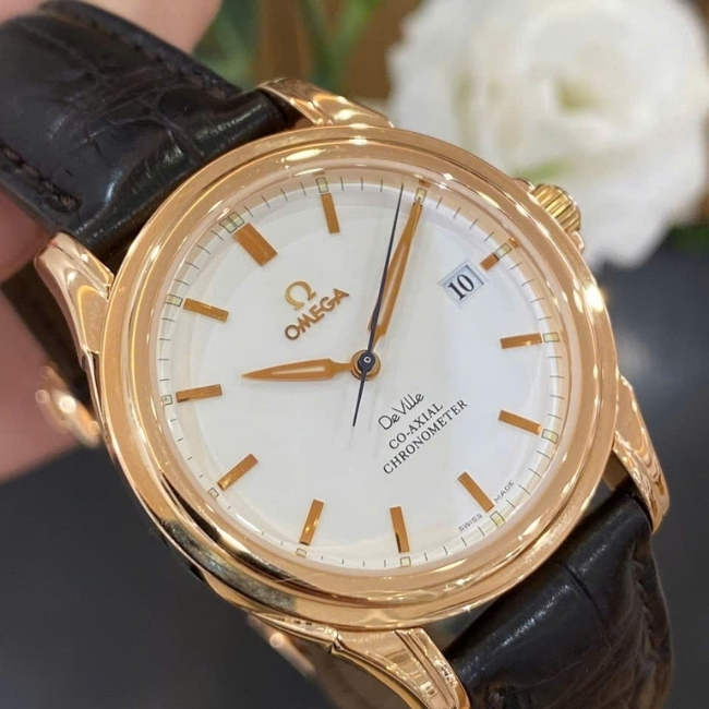 Omega De Ville vàng hồng 18K Co-Axial 3 kim 1 lịch 38mm 1