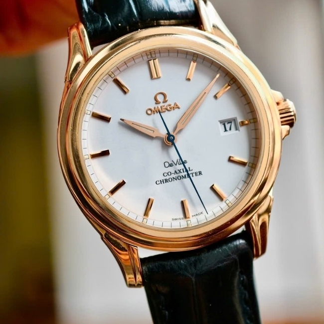 Omega DeVille Co-Axial Chronometer Vàng đúc 18k Rose Gold 38mm - mặt trắng dây da 1
