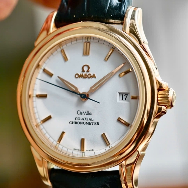 Omega DeVille Co-Axial Chronometer Vàng đúc 18k Rose Gold 38mm - mặt trắng dây da 2