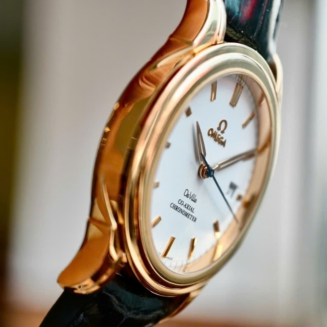 Omega DeVille Co-Axial Chronometer Vàng đúc 18k Rose Gold 38mm - mặt trắng dây da 3