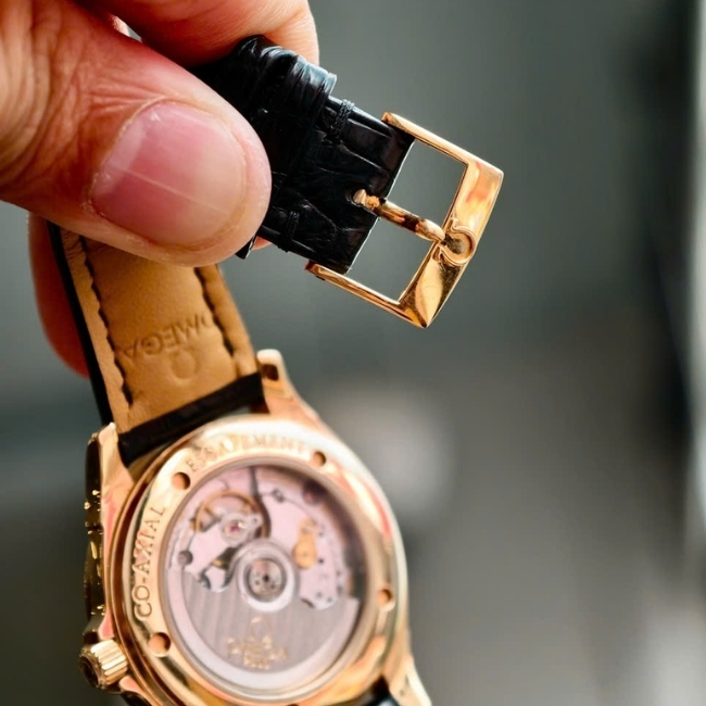 Omega DeVille Co-Axial Chronometer Vàng đúc 18k Rose Gold 38mm - mặt trắng dây da 9