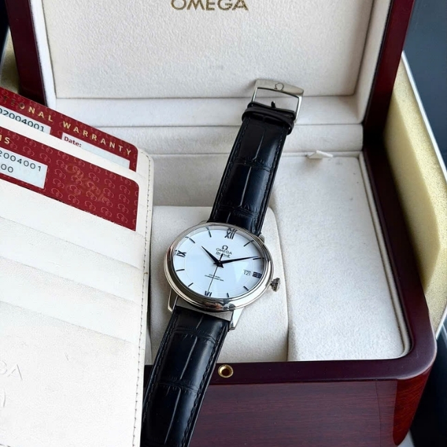 Omega Prestige Vàng trắng đúc 18k 39.5mm 42453402004001 - Mặt trắng kim xanh 1