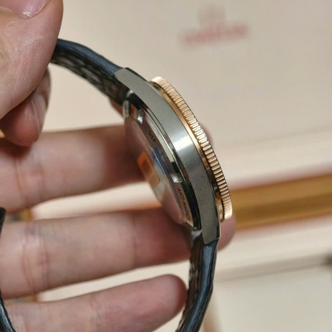Omega Seamaster 300 41mm - Black bezel CeraGold 18k Master Chronometer bản dây da 5
