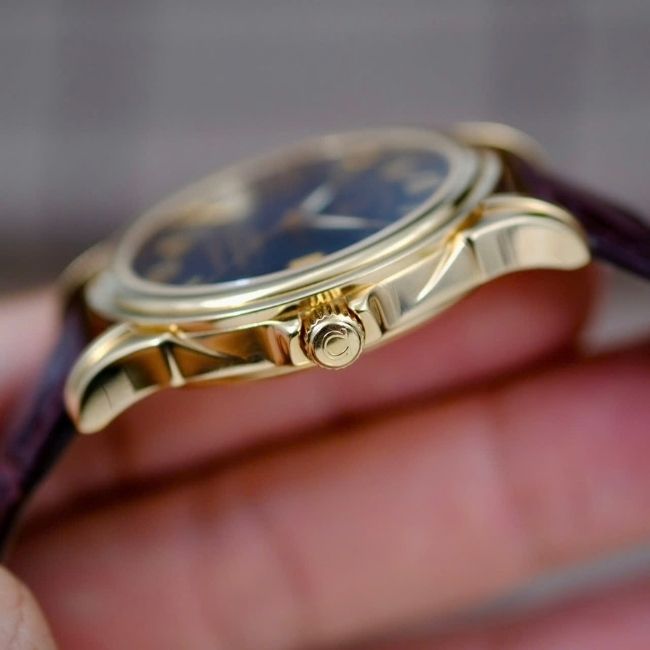 Omg De Ville Co Axial 38mm - bát quái dial cát sần cọc số răng cá mập - mặt xanh 3