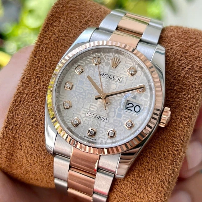 Rolex 116231 Vi tính trắng - 36mm - Serial random - Demi hồng 18k Diamond 3