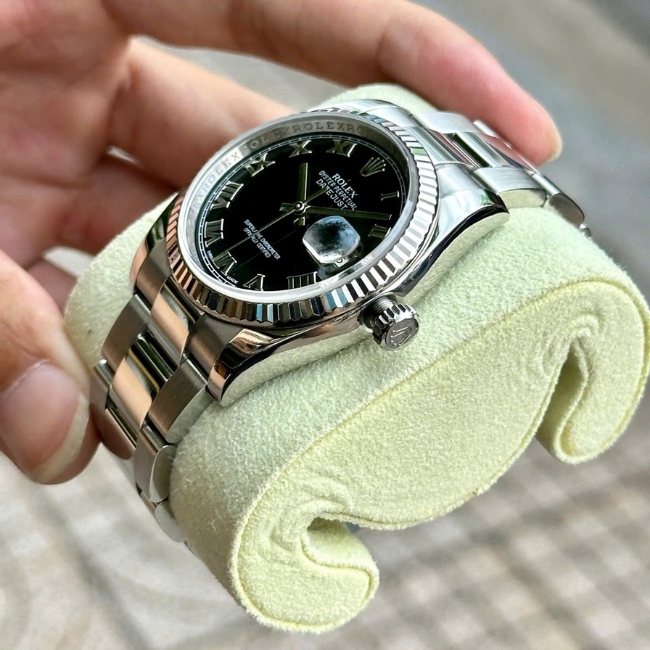 Rolex 116234 Datejust black Roman Dial Oyster seri random dây tóc xanh 6