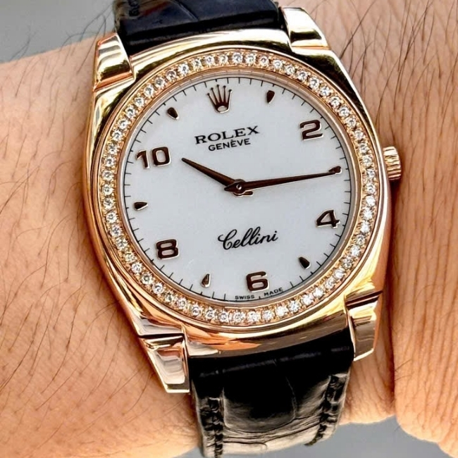 Rolex 5330 Cellini Vàng đúc 18K - Mặt men trắng - Niềng kim zin hãng - Máy cót tay - 36mm 2