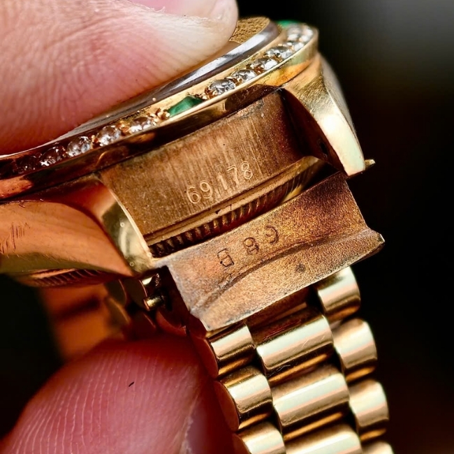 Rolex nữ 5 số Vàng khối 18k 26mm - cọc Diamond - Bezel nạm kim cương thiên nhiên 9
