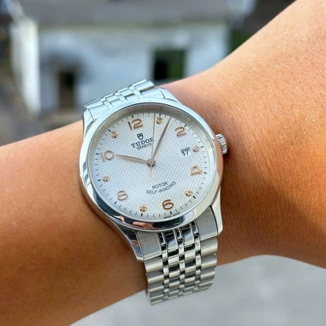 Tudor 1926 bản 39mm cọc số kim cương M91550-0003 - kim cọc vàng - dial trắng 1