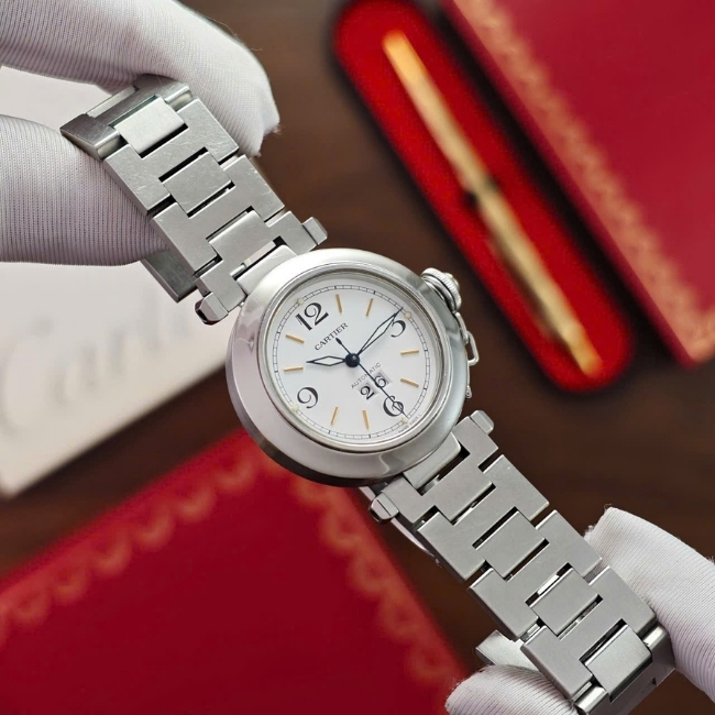 Cartier 2475 Pasha C Big Date W31044M7 35mm Dial White Automatic 1
