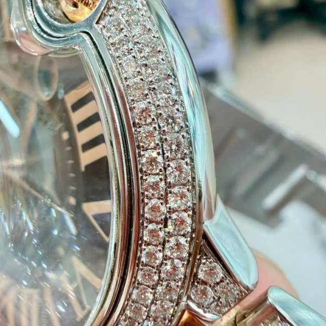 Cartier Ballon Bleu W6920032 custom Diamond - Dial brown - Demi vàng 18k Automatic 7 (2)