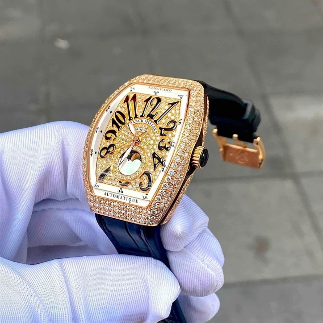 FRANCK MULLER V32 MOONPHASE 18k ROSE GOLD DIAMOND - kim zin hãng Automatic 4