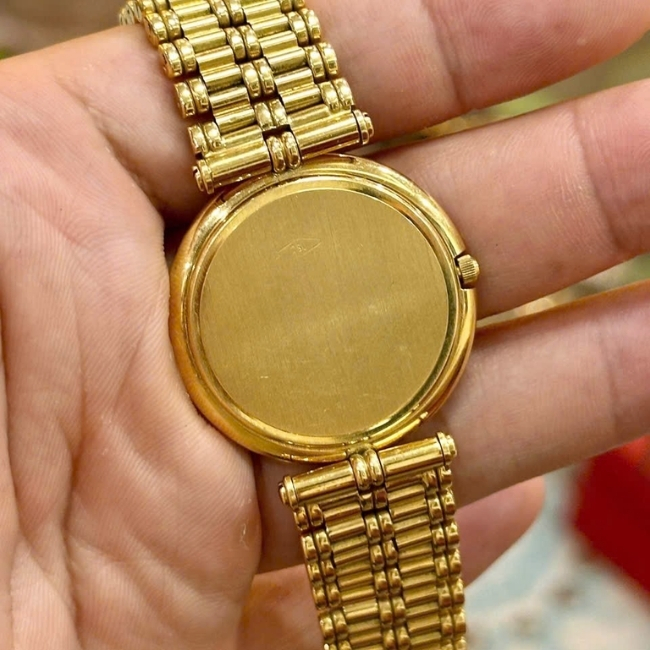 GENÈVE Quartz Vàng đúc 18k nguyên khối 30mm - Bezel Diamond - Bản 2 kim 2